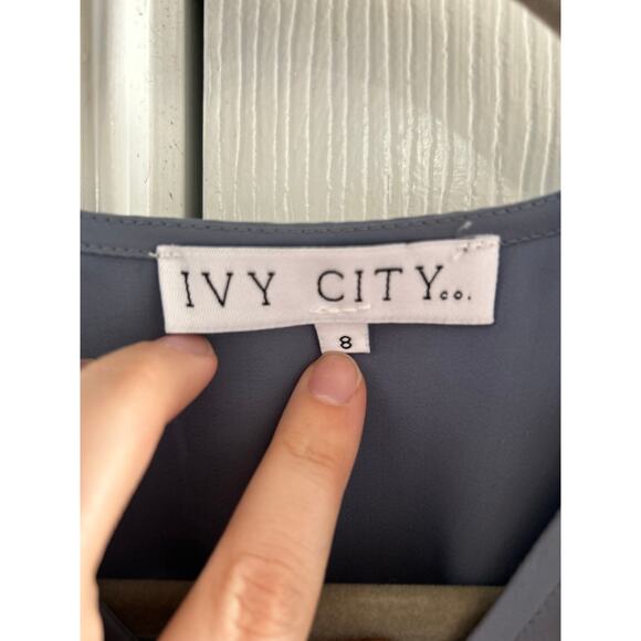 Ivy City Co Julie Slate Dusty Blue Flutter Sleeve GIRLS Dress - Picture 4 of 6